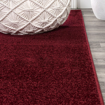 Haze Solid Low-pile Area Rug Dark Red
